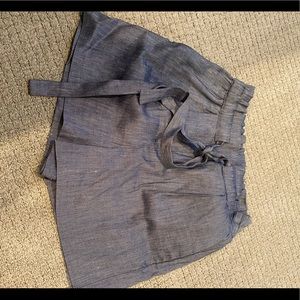 Denim tie shorts